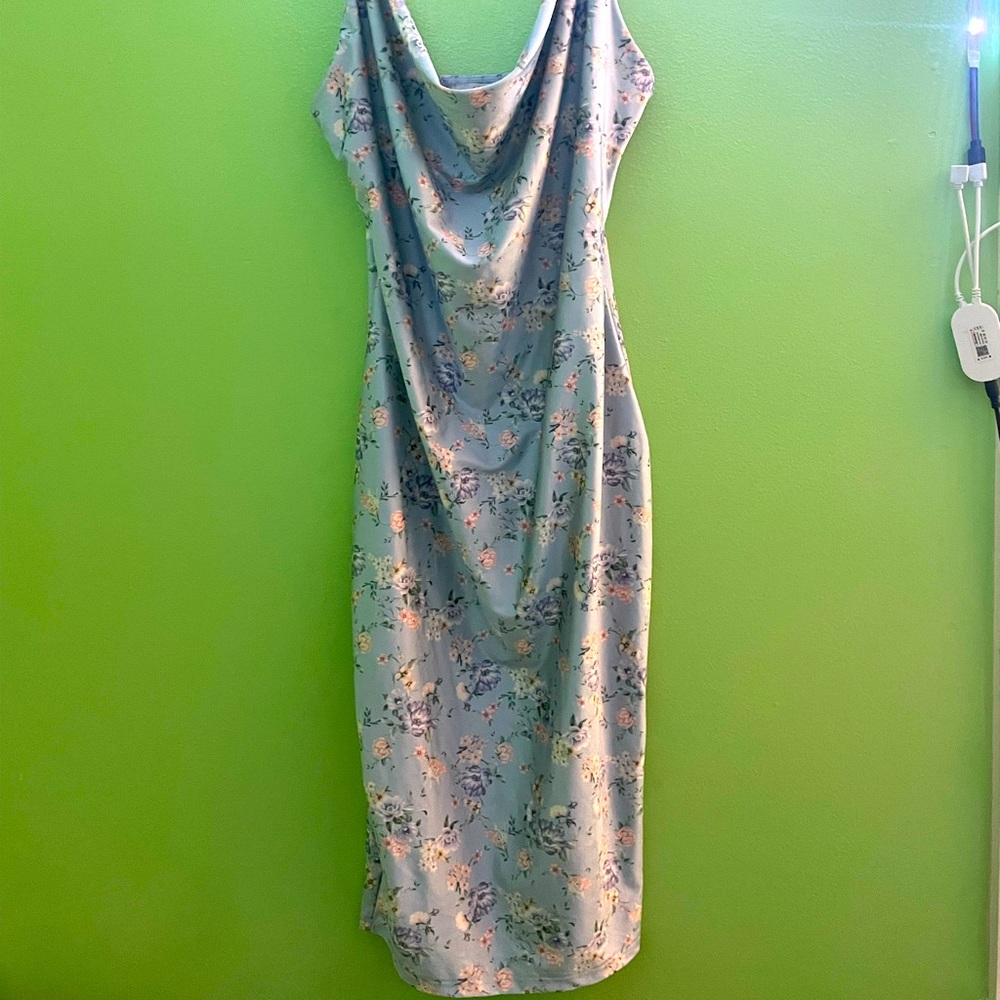 A blue dress! Very silky and comfortable